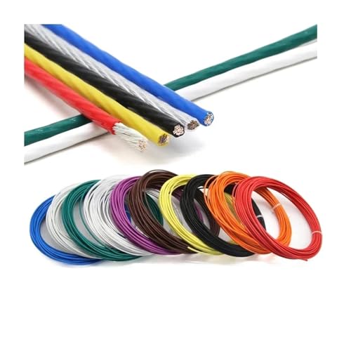 Kabel, 5M versilbertes PTFE-isoliertes, verseiltes OFC-Kabel, mehrfarbig, mehrere Größen(Rood,30AWG 0.68mm Sq0.06) von RAGOPILEN