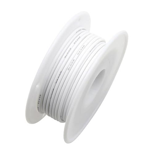 Kabel, Flexibler 16–30 AWG Silikon-isolierter Draht 600 V verzinntes Kupfer, mehrfarbig, Packung mit 5 Rollen(White- 5 Rolls,20AWG 10m per roll) von RAGOPILEN