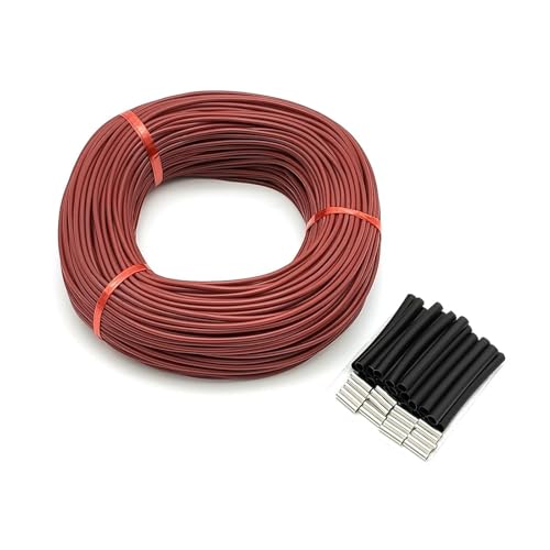 Kabel, Kohlefaser-Heizkabel 220 V 12 K 33 Ohm/m Silikonkautschuk Rot Multi Größen Fußbodenheizung(20m) von RAGOPILEN