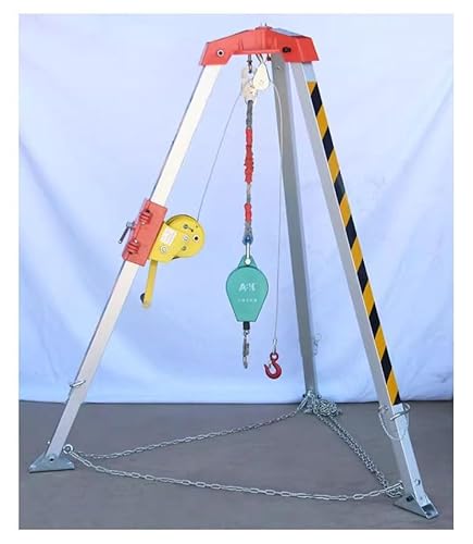 Kettenflaschenzug, Feuerwehr-Rettungsstativ mit Absturzsicherung, 2,1 m verstellbare Beine, 29 m Kabel, mehrere Windenoptionen, Konstruktion aus Stahl-Aluminiumlegierung(2600LBS Winch) von RAGOPILEN