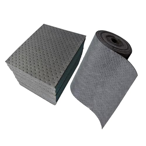 Ölabsorbierende Matten, 2 mm graue universelle ölabsorbierende Polypropylen-Pads und Rollen in mehreren Größen(Pad+roll,100pcs+0.4 * 50m) von RAGOPILEN