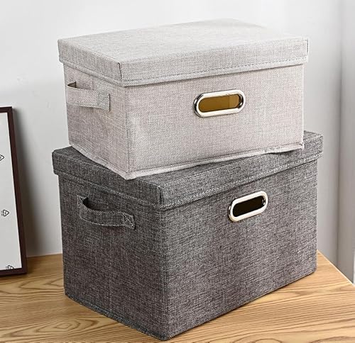 RAGOPILEN Aufbewahrungsbox, 2er-Pack Aufbewahrungsboxen mit Deckel, for Kleiderschrank, Schrank, Büro, zusammenklappbare Aufbewahrungsbox von RAGOPILEN