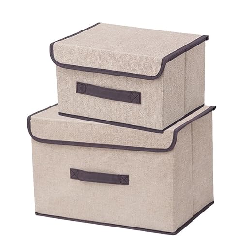 RAGOPILEN Aufbewahrungsbox, Unterbettkommode, groß, zusammenklappbar, Stoff mit Deckel, faltbar, Leinenstoff, for Kleiderschrank oy(Beige) von RAGOPILEN