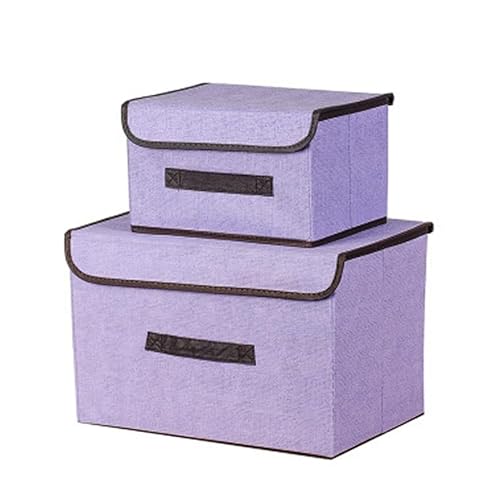 RAGOPILEN Aufbewahrungsbox, Unterbettkommode, groß, zusammenklappbar, Stoff mit Deckel, faltbar, Leinenstoff, for Kleiderschrank oy(Purple) von RAGOPILEN