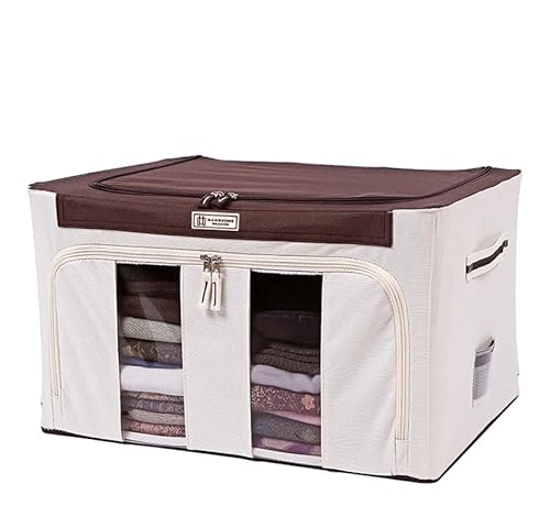 RAGOPILEN Aufbewahrungsbox, Wasserdicht und langlebig, mit Stahlständer und Doppelreißverschluss, for den Kleiderschrank, unter dem Bett, im Kofferraum(Beige,22L) von RAGOPILEN