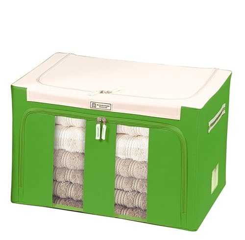 RAGOPILEN Aufbewahrungsbox, Wasserdicht und langlebig, mit Stahlständer und Doppelreißverschluss, for den Kleiderschrank, unter dem Bett, im Kofferraum(Green,68L) von RAGOPILEN