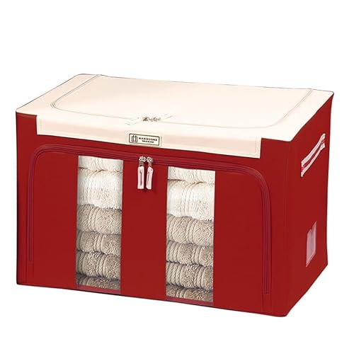 RAGOPILEN Aufbewahrungsbox, Wasserdicht und langlebig, mit Stahlständer und Doppelreißverschluss, for den Kleiderschrank, unter dem Bett, im Kofferraum(Red,88L) von RAGOPILEN