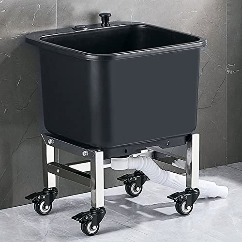 RAGOPILEN Bodenwischbecken, Bodenwischer Waschbecken mit Rollen Mehrfarbig Mehrere Größen(Black,40cm) von RAGOPILEN