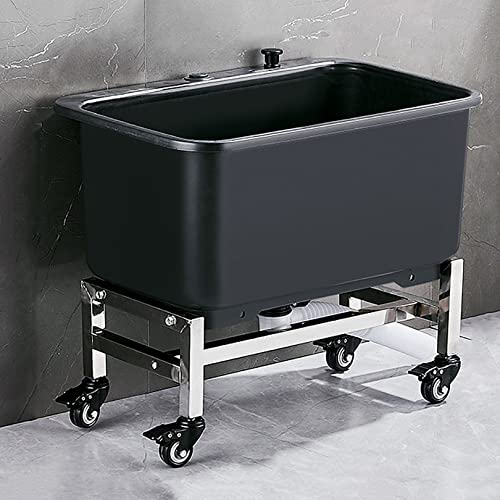 RAGOPILEN Bodenwischbecken, Bodenwischer Waschbecken mit Rollen Mehrfarbig Mehrere Größen(Black,60cm) von RAGOPILEN