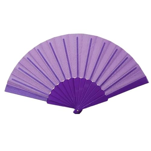 RAGOPILEN Faltbarer Handfächer, Bauchtanz-Fächer, faltbar, Kunststoff und Stoff, 14 Rippen, Mehrfarbig(Purple) von RAGOPILEN