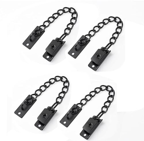RAGOPILEN Fenster-Restriktoren, Fenster-Tür-Begrenzer Kettenschloss Kindersicherung Mehrfarbig 2er oder 4er Pack(Black,4Pcs) von RAGOPILEN