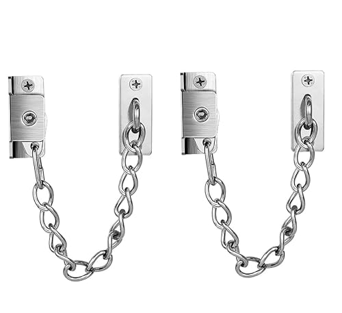 RAGOPILEN Fenster-Restriktoren, Fenster-Tür-Begrenzer Kettenschloss Kindersicherung Mehrfarbig 2er oder 4er Pack(Silver,2Pcs) von RAGOPILEN