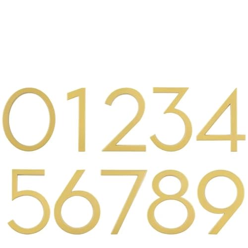RAGOPILEN Hausnummern, Schwebende Hausnummer aus Zinklegierung, 12,7 cm, in Schwarz oder Gold, mit den Zahlen 0–9 und einem Stern(Gold,0) von RAGOPILEN