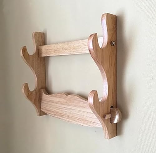 RAGOPILEN Holz-Schwertständer, Wandmontierter Katana-Schwert-Displayhalter, Mehrfarbig, mehrere Größen(Light Brown,2 Tier) von RAGOPILEN