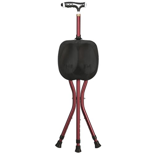 RAGOPILEN Klappstuhl, Gehstock mit Sitz und LED-Licht 5-Gang höhenverstellbar faltbar rot 23,4 x (87-97) cm von RAGOPILEN