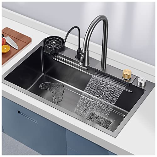 RAGOPILEN Küchenspüle, 304 Edelstahl Nano Coating Bar und Spülbecken schwarz mehrere Größen(80x45x22cm) von RAGOPILEN