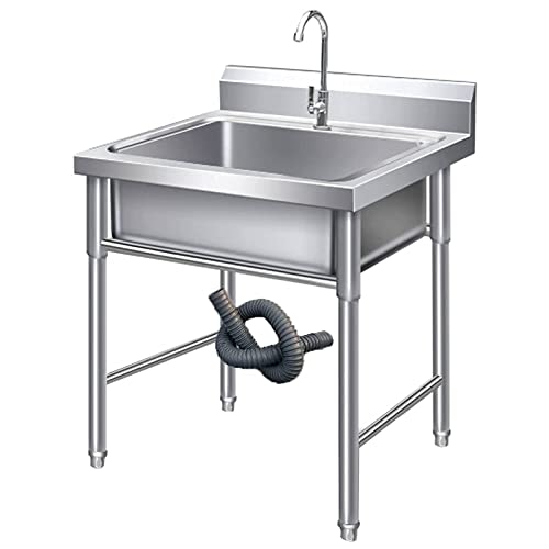 RAGOPILEN Küchenspüle, Kommerzielle freistehende Spüle aus Edelstahl mit Einzelbecken und Wasserhahn in Mehreren Größen(50cm) von RAGOPILEN