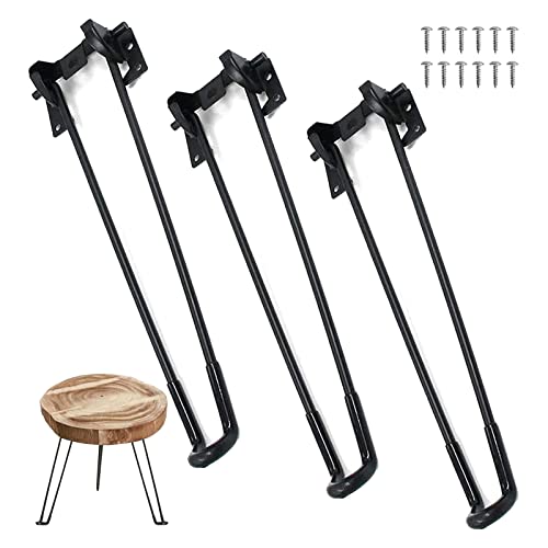 RAGOPILEN Möbelbeine, 3er-Pack Faltbare Haarnadel-Tischbeine aus Eisen mit Schutzfüßen und Schrauben, mehrere Größen(600mm/23.62in) von RAGOPILEN