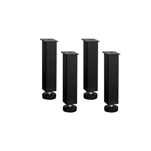 RAGOPILEN Möbelbeine, 4er-Pack verstellbare Metall-Möbelstützbeine, 10–35 cm, Mehrfarbig, for Bett, Schrank, Sofarahmen(Single Hole-Black,25CM) von RAGOPILEN