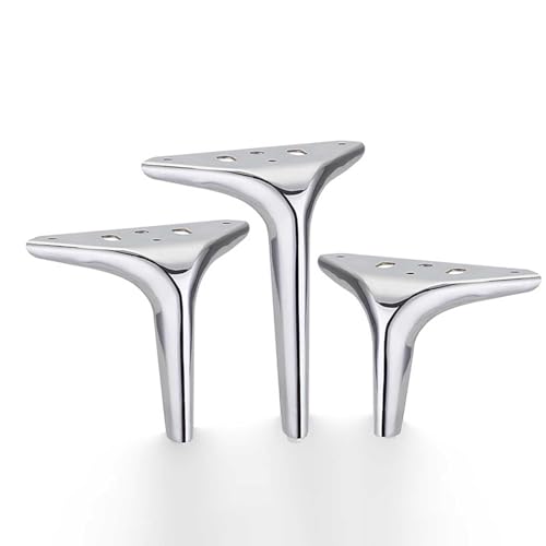 RAGOPILEN Möbelbeine, Möbelbeine 4er-Pack Metall Diamant Dreieck Mehrfarbig Mehrere Größen(4pcs-Bright Silver,13CM) von RAGOPILEN