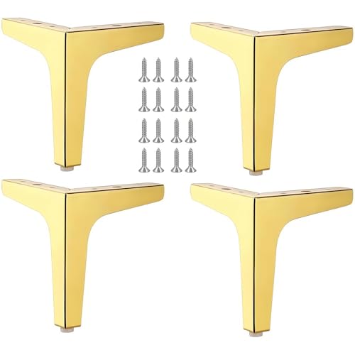 RAGOPILEN Möbelbeine, Möbelbeine aus Metall, 4 Stück, goldfarben, 15,2 cm, for Sofa, Stuhl, Schrank von RAGOPILEN