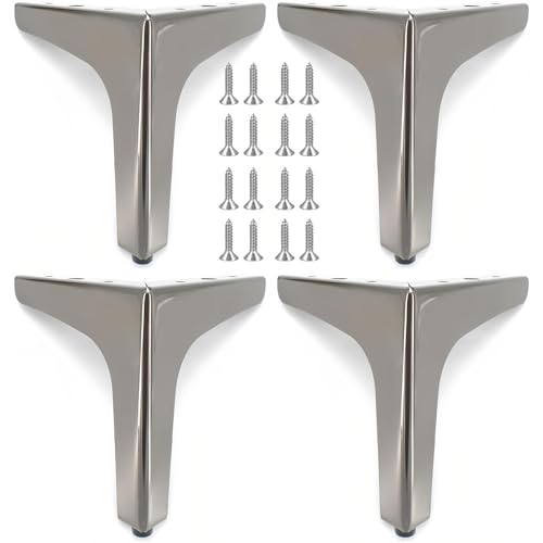 RAGOPILEN Möbelbeine, Möbelbeine aus Metall, dreieckig, Rautenform, 4 Stück, Grau, 13 cm von RAGOPILEN