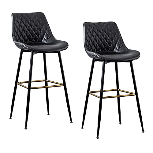 RAGOPILEN Runder Barhocker, Barhocker 2er-Pack Kunstleder Mehrfarbig Sitzhöhe 25-29 Zoll(Black,Sitting Height: 73cm) von RAGOPILEN