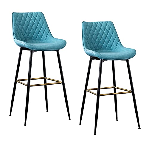 RAGOPILEN Runder Barhocker, Barhocker 2er-Pack Kunstleder Mehrfarbig Sitzhöhe 25-29 Zoll(Blue,Sitting Height: 73cm) von RAGOPILEN
