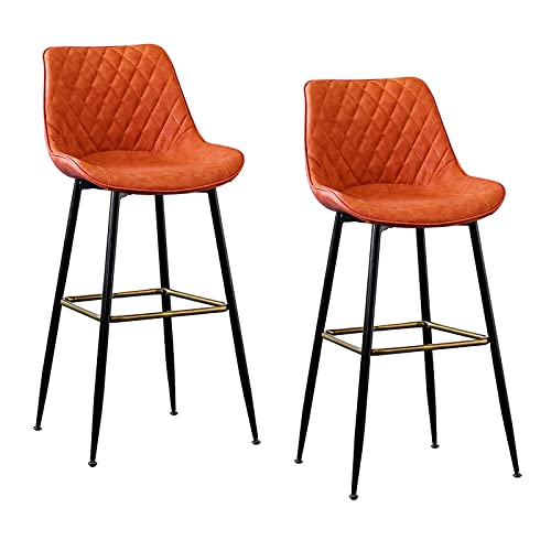 RAGOPILEN Runder Barhocker, Barhocker 2er-Pack Kunstleder Mehrfarbig Sitzhöhe 25-29 Zoll(Orange,Sitting Height: 73cm) von RAGOPILEN