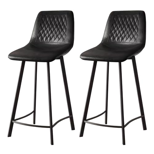 RAGOPILEN Runder Barhocker, Barhocker Thekenhöhe PU-Leder 2er-Pack Mehrfarbig 60-75cm Sitzhöhe(Black,Sitting Height 75cm) von RAGOPILEN