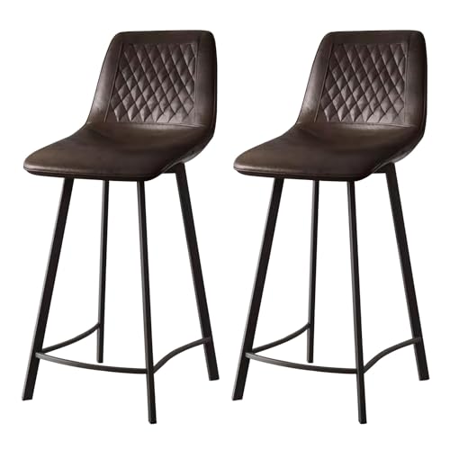 RAGOPILEN Runder Barhocker, Barhocker Thekenhöhe PU-Leder 2er-Pack Mehrfarbig 60-75cm Sitzhöhe(Dark Brown,Sitting Height 75cm) von RAGOPILEN