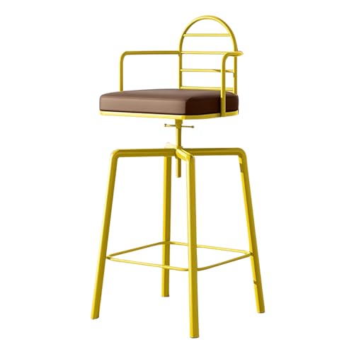 RAGOPILEN Runder Barhocker, Thekenhöhenverstellbare Barhocker 360° drehbar Kunstleder Metall Multicolor(Golden) von RAGOPILEN