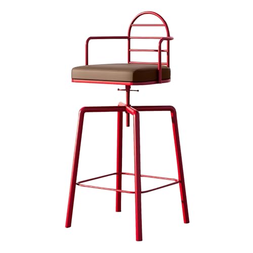 RAGOPILEN Runder Barhocker, Thekenhöhenverstellbare Barhocker 360° drehbar Kunstleder Metall Multicolor(Red) von RAGOPILEN
