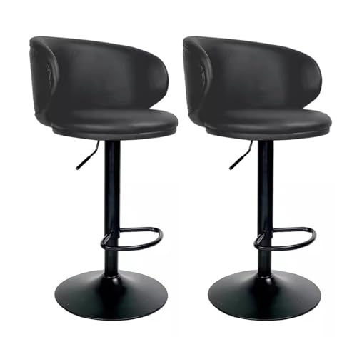 Runder Barhocker, 2er-Pack Barhocker aus Kunstleder, höhenverstellbar 64–84 cm, drehbare Rückenlehne, Mehrfarbig(Black) von RAGOPILEN