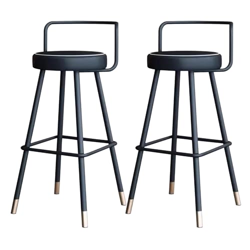 Runder Barhocker, 2er-Pack Barhocker in Thekenhöhe mit Rückenlehne, Gold/Schwarz, 60 cm/75 cm Sitzhöhe(Black Back,Sitting Height 75cm) von RAGOPILEN