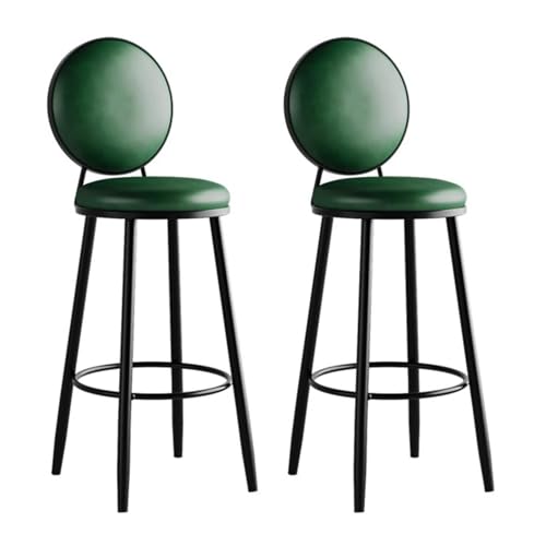 Runder Barhocker, 2er-Pack Barhocker mit PU-Lederpolsterung und Rückenlehne, Mehrfarbig, mehrere Größen(Green,Sitting Height 65cm) von RAGOPILEN