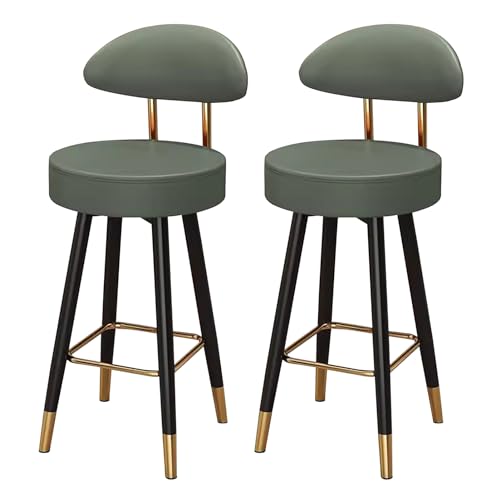 Runder Barhocker, Barhocker aus Kunstleder, 2er-Pack, drehbare Rückenlehne, Fußstütze, Mehrfarbig, 65–75 cm Sitzhöhe(Green,Sitting Height 65cm) von RAGOPILEN