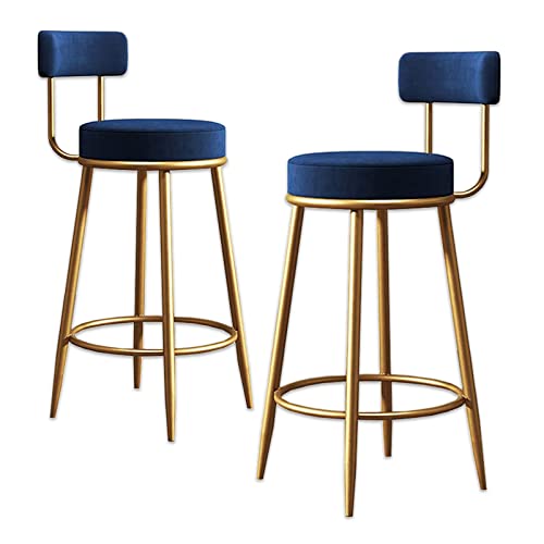 Runder Barhocker, Barhocker in Thekenhöhe mit Rückenlehne, Mehrfarbig, mehrere Größen, 2er-Pack, 136 kg(Blue,Sitting Height: 75cm) von RAGOPILEN