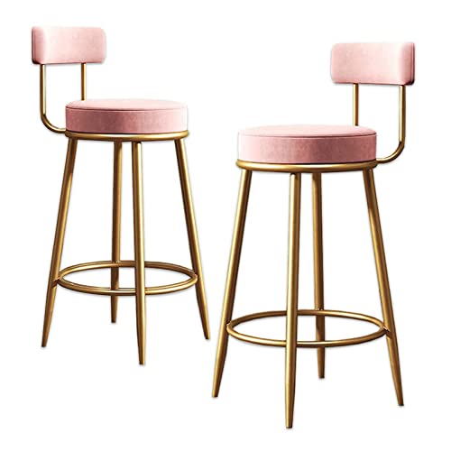Runder Barhocker, Barhocker in Thekenhöhe mit Rückenlehne, Mehrfarbig, mehrere Größen, 2er-Pack, 136 kg(Pink,Sitting Height: 65cm) von RAGOPILEN