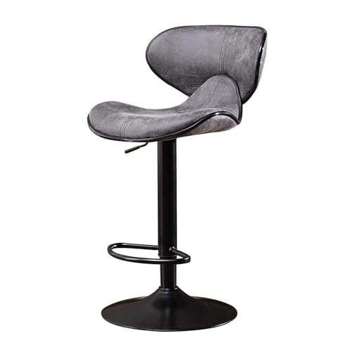 Runder Barhocker, Thekenhocker, höhenverstellbar, drehbar, mit Rückenlehne, Kunstleder, Mehrfarbig, 62–80 cm(Grey) von RAGOPILEN