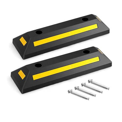 Sicherheitspoller, Gummi-Parkradstopper mit Reflektoren, 54 cm, mehrfarbig, 2 Stück(2 Pack 54 x 16 x 9cm) von RAGOPILEN