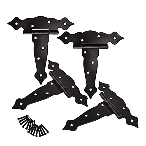 Türscharniere, T-förmiges Blumen-Schlitzlager for Möbel, Holztüren und Schränke, 6 Zoll, Schwarz, 4 Stück von RAGOPILEN