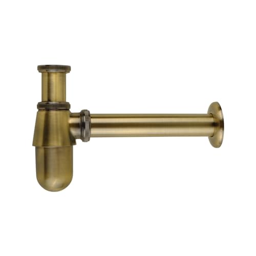 RAHBI Luxuriöse P-Trap-Siphon-Flaschensiphon aus massivem Messing im Alten Stil mit Waschbecken-Pop-Up-Rohr Leisurely (Color : Brushed Bronze) von RAHBI
