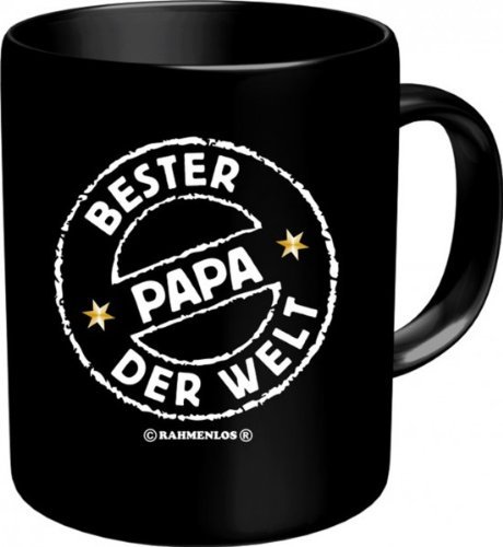 Bester Papa der Welt Tasse in schwarz aus Keramik von RAHMENLOS