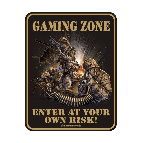 Blechschild Schild mit Motiv/Spruch "Gaming Zone" Größe 17 x 22 cm, Material rostfreies Aluminium 3 mm Bohrung an jeder Ecke von RAHMENLOS