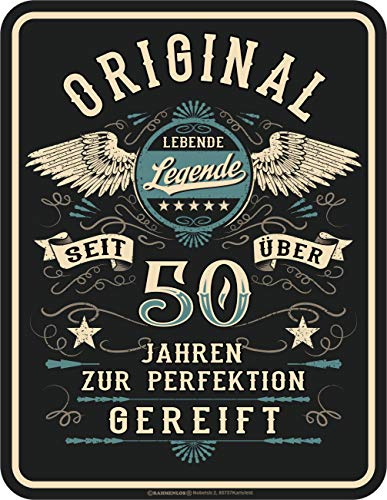 Deko Blechschild als Geschenk zum 50. Geburtstag: Lebende Legende von RAHMENLOS