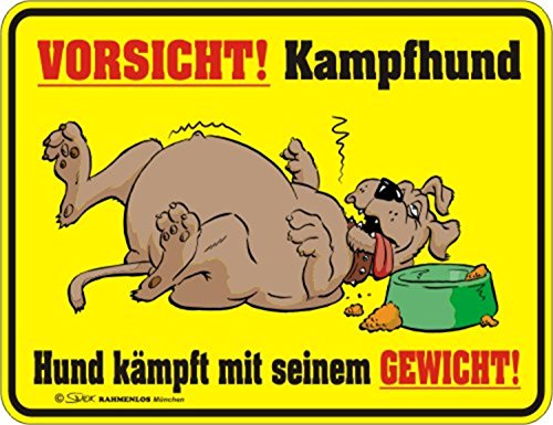 Fun-Schilder " Vorsicht - Kampfhund !!! " von RAHMENLOS