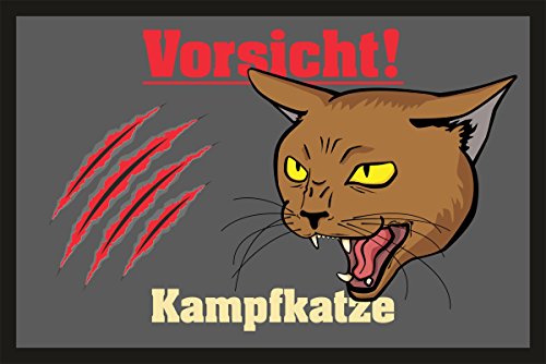 RAHMENLOS Fußmatte Türmatte Schmutzfangmatte mit Motiv: Kampfkatze 221 von RAHMENLOS