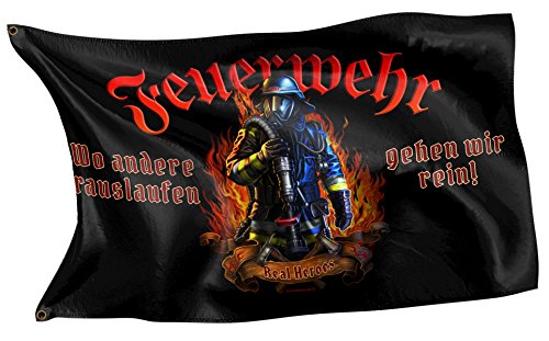 Original RAHMENLOS® Design-Flagge: Deutschland-Fahne Feuerwehr - Real Heroes von RAHMENLOS