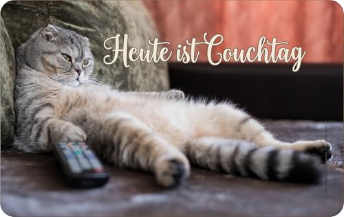 Original RAHMENLOS® Frühstücksbrettchen Schneidbrettchen: Couchtag mit Katze von RAHMENLOS